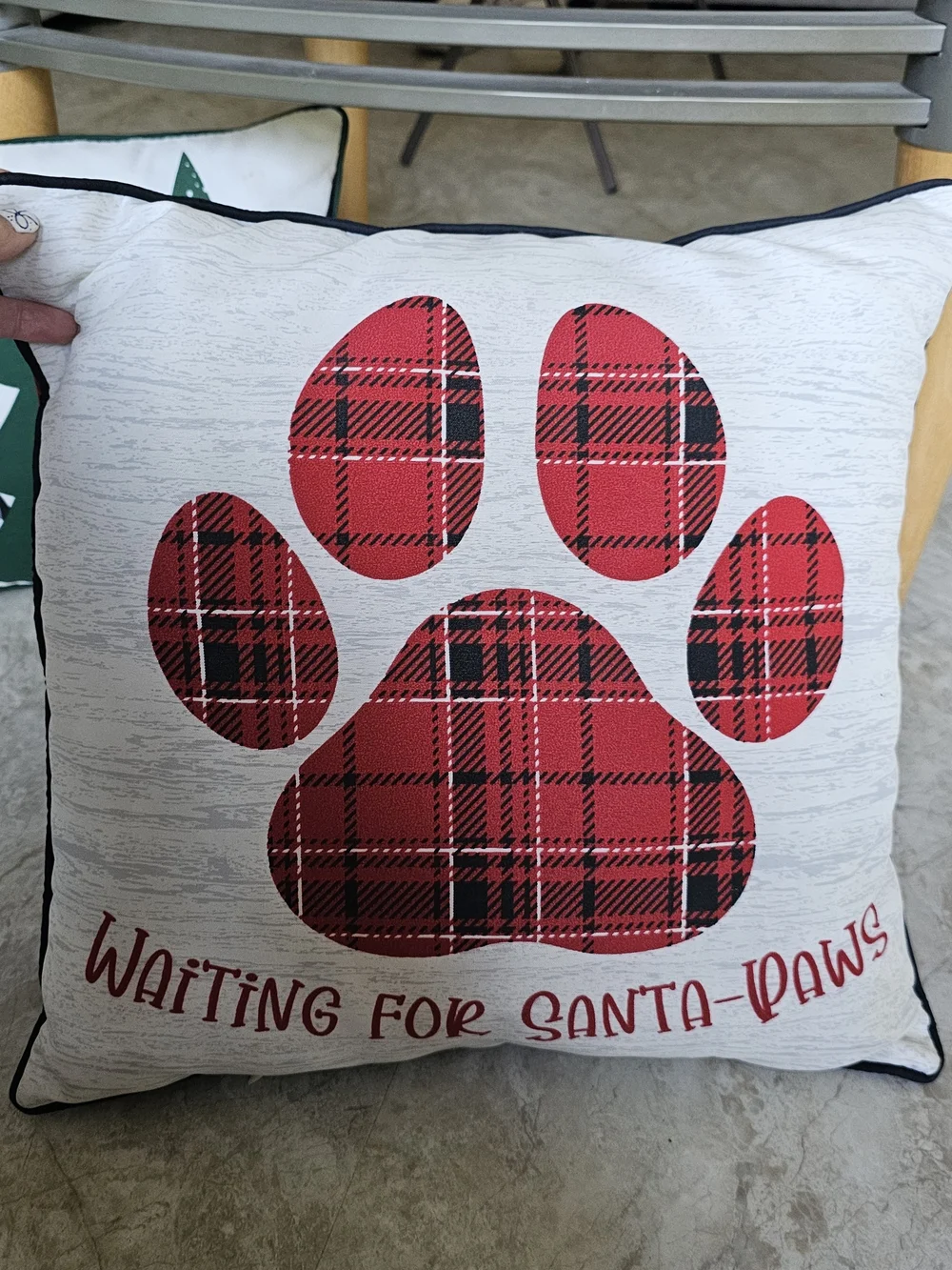 Holiday Pet Pillow Cover - Green Plaid Christmas Design